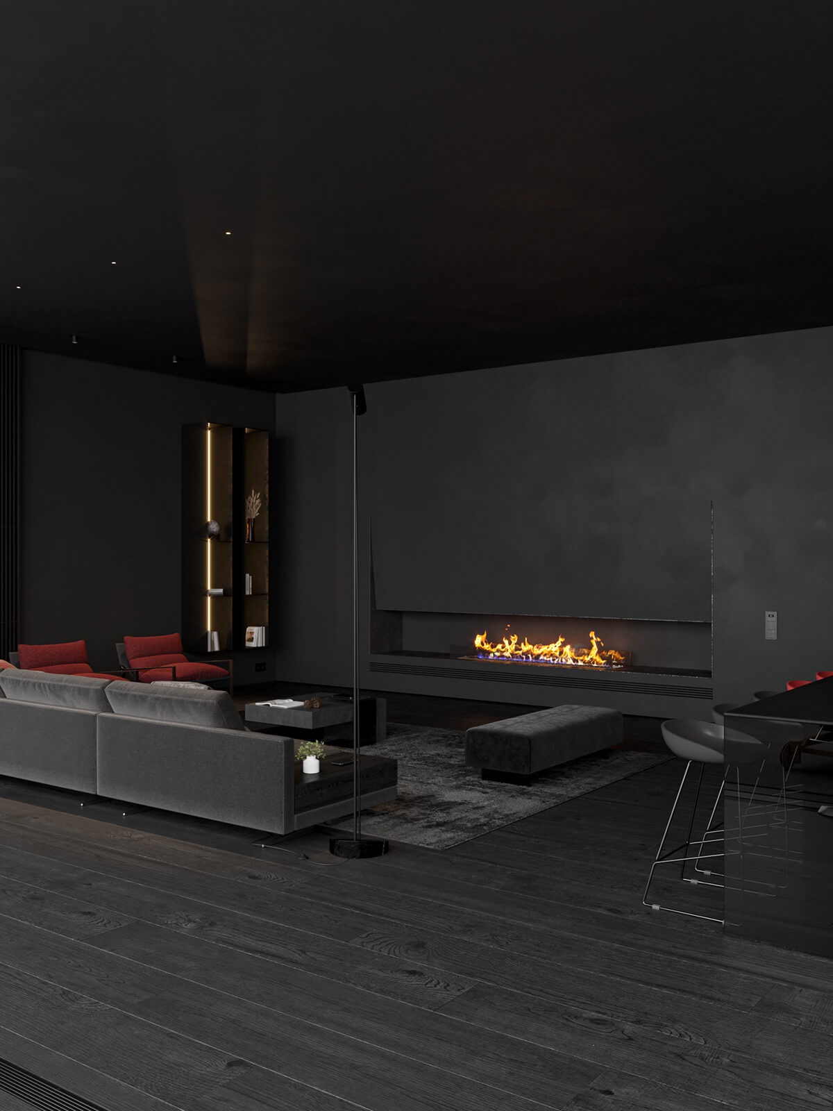Trendy fireplace