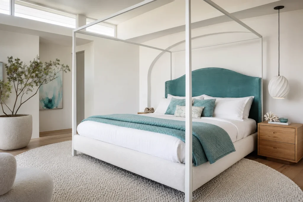 Selecting the Right Bed for a Turquoise and White Bedroom Design